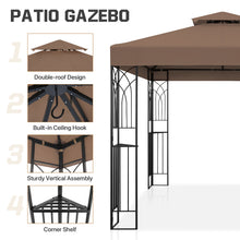 Load image into Gallery viewer, COOS BAY 8x8 Outdoor Patio Gazebo with Corner Shelves, Two-Tier Soft Top Canopy with Drain Hole