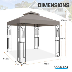 COOS BAY 8x8 Outdoor Patio Gazebo with Corner Shelves, Two-Tier Soft Top Canopy with Drain Hole