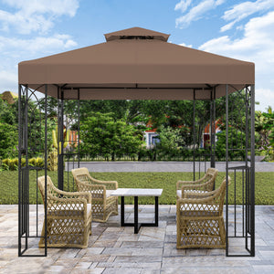 COOS BAY 8x8 Outdoor Patio Gazebo with Corner Shelves, Two-Tier Soft Top Canopy with Drain Hole