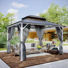 Load image into Gallery viewer, COOS BAY Double Galvanized Steel Roof and Aluminum Frame Gazebo with Curtains and Netting