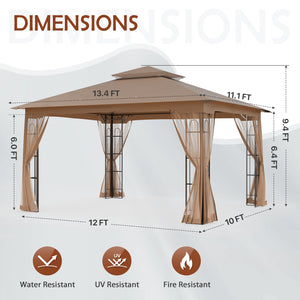 COOS BAY Outdoor 13x11 Gazebo with Mosquito Netting