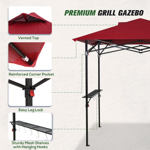 COOS BAY 8'x5' Pop up Grill Gazebo with Roller Bag