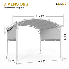 Load image into Gallery viewer, COOS BAY Outdoor Patio Pergola 11.4x11.4 ft with Retractable Textilene Canopy Top