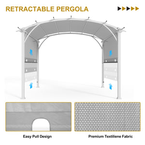 COOS BAY Outdoor Patio Pergola 11.4x11.4 ft with Retractable Textilene Canopy Top