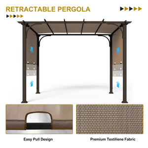COOS BAY Outdoor Pergola 10x10 with Retractable Textilene Canopy