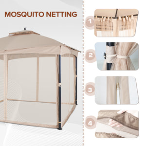 COOL Spot 10x12 Patio Dome Gazebo w/Mosquito Netting, Two-Tier Vented Top for Backyard Garden Lawn (Beige)