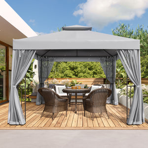 COOS BAY 10x10 Patio Gazebo with Mosquito Netting and Corner Shelves