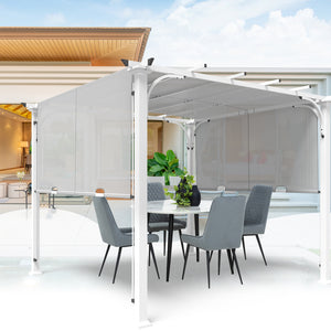 COOS BAY Outdoor Pergola 10x10 with Retractable Textilene Canopy