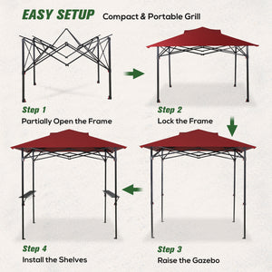 COOS BAY 8'x5' Pop up Grill Gazebo with Roller Bag
