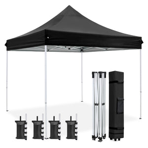 COOS BAY 10x10 Heavy Duty Pop up Commercial Canopy Tent Instant Sun Shelter with Roller Bag, 4 Sandbags, Green / Black / White / Beige / Gray