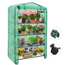 Load image into Gallery viewer, COOS BAY 40in Extra Wide 4-Tier Mini Greenhouse with Casters, Indoor Outdoor Portable Plant Green House with Roll-up Zipper Door, Patio, Garden, Balcony, Backyard, Home Growing, Green