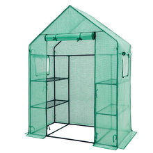 Load image into Gallery viewer, COOS BAY Walk in Mini Greenhouse with Windows, 57x29x77 Inch, 3 Tiers 4 Shelves Portable Plant Gardening Hot House with Roll-up Door, Green
