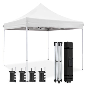 COOS BAY 10x10 Heavy Duty Pop up Commercial Canopy Tent Instant Sun Shelter with Roller Bag, 4 Sandbags, Green / Black / White / Beige / Gray
