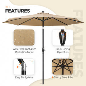 COOS BAY 10' Patio Umbrella Outdoor Market Table Umbrella with Push Button Tilt and Crank for Garden, Deck, Backyard, Pool and Beach, 8 Ribs