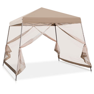 COOS BAY 10' x 10' Slant Leg Easy Setup Pop Up Canopy Tent w/Mosquito Netting 64 sqft of Shade