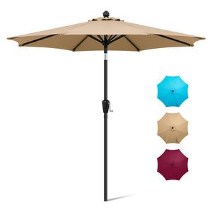 COOS BAY 7.5' Patio Umbrella Outdoor Market Table Umbrella with Push Button Tilt and Crank for Garden, Deck, Backyard, Pool and Beach, 8 Ribs