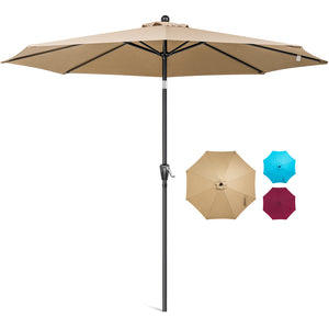 COOS BAY 10' Patio Umbrella Outdoor Market Table Umbrella with Push Button Tilt and Crank for Garden, Deck, Backyard, Pool and Beach, 8 Ribs