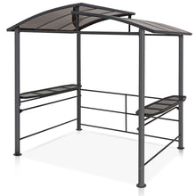 Load image into Gallery viewer, COOL Spot 8&#39;x5&#39; BBQ Grill Gazebo Outdoor Backyard Steel Frame Double-Tier Polycarbonate Hard Top Canopy with Shelves Serving Tables