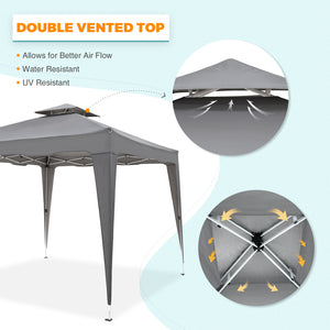 COOS BAY Outdoor 10 x 10 ft Pop-Up Instant Patio Gazebo Tent with Decorative Leg Skirt,Portable Folding Vented Canopy with Carry Bag, Gray