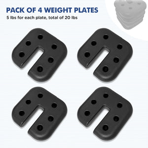 COOS BAY Set of 4 Heavy Duty Canopy Weight Plates, Tent Weights for Gazebo, Canopy Tent, Umbrellas, 20 lbs, Black