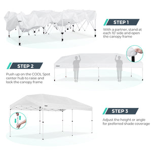 COOL Spot 10' x 20' Pop Up Canopy Tent Easy Setup Center Push Commercial Outdoor Party Instant Folding Shelter