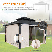 Load image into Gallery viewer, COOS BAY 12x14 Hardtop Gazebo with Curtains and Netting, Outdoor Double Roof Steel Canopy Gazebo for Garden, Patio, Lawn and Party