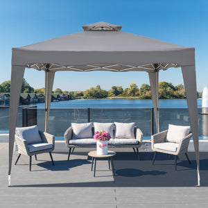 COOS BAY Outdoor 10 x 10 ft Pop-Up Instant Patio Gazebo Tent with Decorative Leg Skirt,Portable Folding Vented Canopy with Carry Bag, Gray