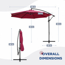 Load image into Gallery viewer, COOS BAY 10 ft Patio Offset Cantilever Umbrella Outdoor Hanging Market Umbrella with Easy Tilt, Crank &amp; Cross Base for Garden, Beach, Deck and Pool, 8 Ribs