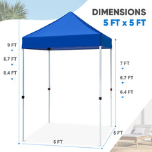 Load image into Gallery viewer, COOS BAY 5x5 Portable Instant Canopy Tent, Pop Up Outdoor Sun Shelter for Beach, Sports and Camping, Red / Pink /  White / Blue