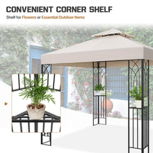 Load image into Gallery viewer, COOS BAY 8x8 Outdoor Patio Gazebo with Corner Shelves, Two-Tiered Soft Top Canopy for Backyard, Lawn, Deck and Garden, Beige