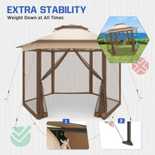 Load image into Gallery viewer, COOS BAY 13&#39; x 13&#39; Pop Up Gazebo w/ Mosquito Netting, Double Roof Hexagonal Outdoor Canopy Tent for Patio Backyard Garden Wedding Party, Beige