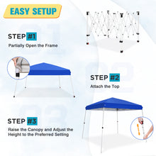 Load image into Gallery viewer, COOS BAY Outdoor Instant Easy Setup Canopy Tent with Wheeled Bag, Portable Pop up Slant Leg Beach Canopy Folding Sports Shelter 8x8 Top 10x10 Base, Blue / White