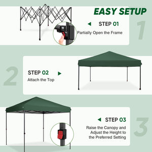 COOS BAY 8x8 Outdoor Instant Easy Set up Canopy Tent with Carry Bag, Portable Pop up Folding Sun Shelter for Sports, Beach and Party, Green