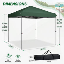 Load image into Gallery viewer, COOS BAY 8x8 Outdoor Instant Easy Set up Canopy Tent with Carry Bag, Portable Pop up Folding Sun Shelter for Sports, Beach and Party, Green