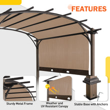 Load image into Gallery viewer, COOS BAY 11.4x11.4 Outdoor Pergola with Wood Looking Steel Frame, Retractable Textilene Sun Shade Gazebo Canopy, Brown