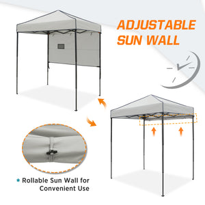 COOS BAY 6' x 4' Instant Pop Up Canopy Tent with Adjustable Sun Wall, Lightweight Compact Portable Sun Shelter with Carry Bag, Gray / Light Blue