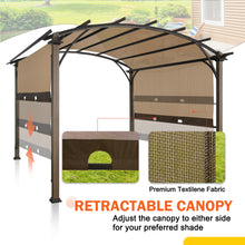 Load image into Gallery viewer, COOS BAY 11.4x11.4 Outdoor Pergola with Wood Looking Steel Frame, Retractable Textilene Sun Shade Gazebo Canopy, Brown