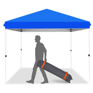 COOS BAY 10x10 Outdoor Instant Canopy Tent with Roller Bag, Pop up Sun Shelter for Beach, Sports, Camping, and Party, Blue / White
