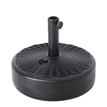 Load image into Gallery viewer, COOS BAY 18 inch Heavy Duty Fillable Round Umbrella Base Stand, Wicker Style Outdoor Patio Base for Market Umbrella Pole Dia. 1.5/1.9 inch, Water Filled to 37 lbs, Black