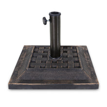 Load image into Gallery viewer, COOS BAY 26.5 lbs 17.3 inch Outdoor Heavy Duty Square Antiqued Resin Umbrella Base Stand for Patio, Garden, Lawn, Bronze Powder Coated Finish