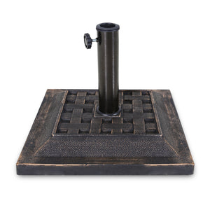 COOS BAY 26.5 lbs 17.3 inch Outdoor Heavy Duty Square Antiqued Resin Umbrella Base Stand for Patio, Garden, Lawn, Bronze Powder Coated Finish
