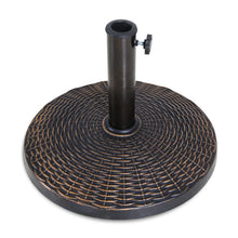Load image into Gallery viewer, COOS BAY Round 17.5 inch 26.5 lbs Outdoor Heavy Duty Wicker Style Resin Umbrella Base Stand for Patio, Garden, Pool, Yard, Rust Resistant – Bronze