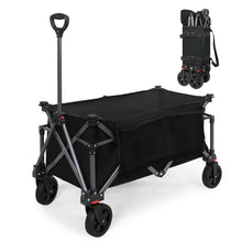 Load image into Gallery viewer, COOS BAY Heavy-Duty Folding Collapsible Utility Wagon with Large Side Pockets and Cup Holders, All Terrain Garden Cart for Sports, Garden, Camping, Beach, and Grocery,  Black / Dark Blue